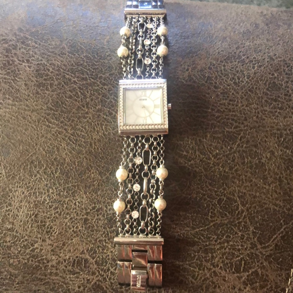 Women’s Guess Pearl embellished watch